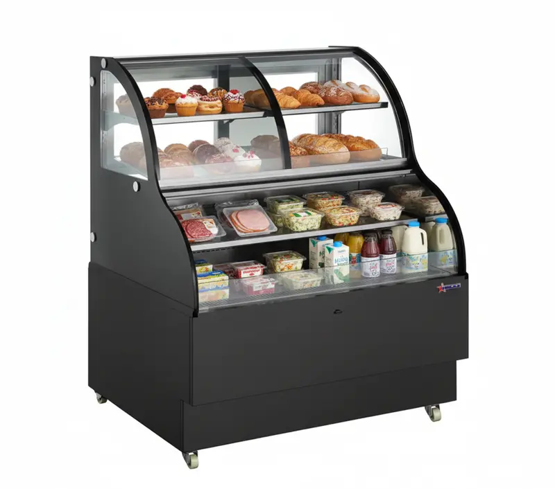 Omcan 47277 48-Inch Dual-Service Open Refrigerated Display Case – Front & Rear Access 1