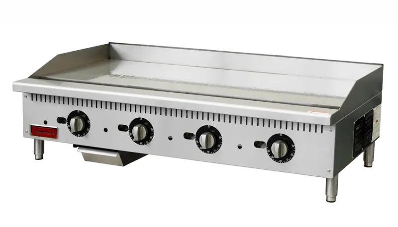 Omcan 47373 48" Gas Griddle – 4 Burners, Thermostatic Control, 112,000 Btu Output 1