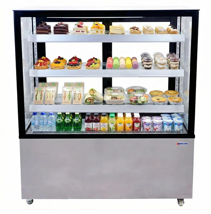 Omcan 48" Square Glass Floor Refrigerated Display Case – 530L Capacity (Model 44383) 1