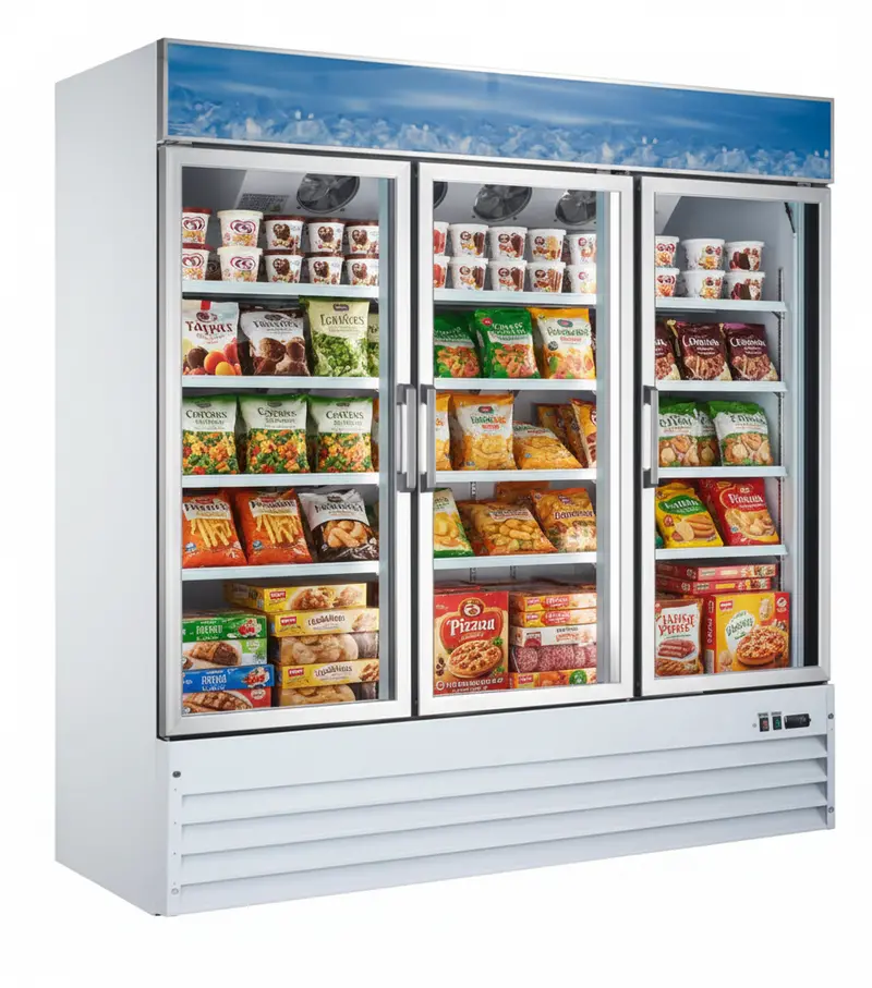Omcan 50087 80-Inch Three-Door Swing-Glass Reach-In Freezer – 52.3 Cu. Ft. 1