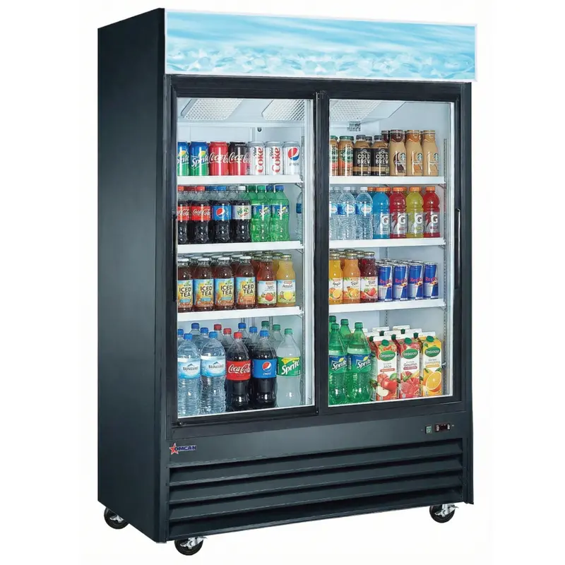 Omcan 53-Inch Two-Door Swing-Glass Refrigerator – 45 Cu. Ft., Matte Black (Model 53032) 1
