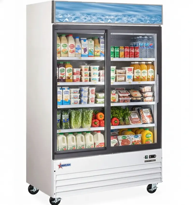 Omcan 53-Inch Two-Door Swing-Glass Refrigerator – 45 Cu. Ft., Standard Finish (Model 52032) 1