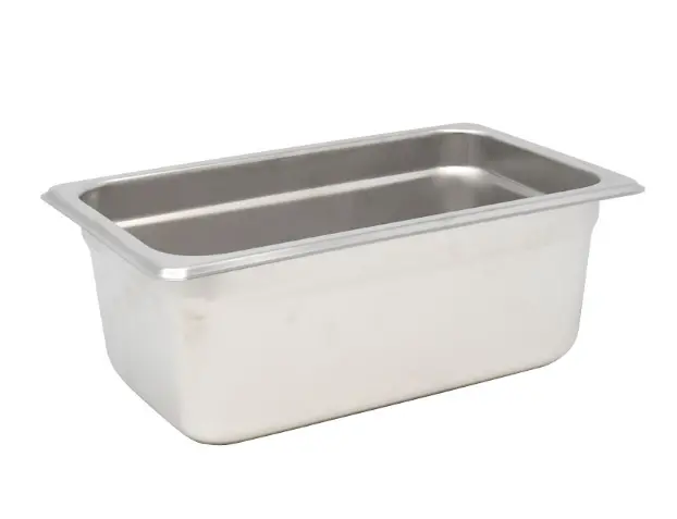 Omcan Quarter-Size Anti-Jam Steam Table Pan – 4-Inch Deep, Stainless Steel (80273) 1