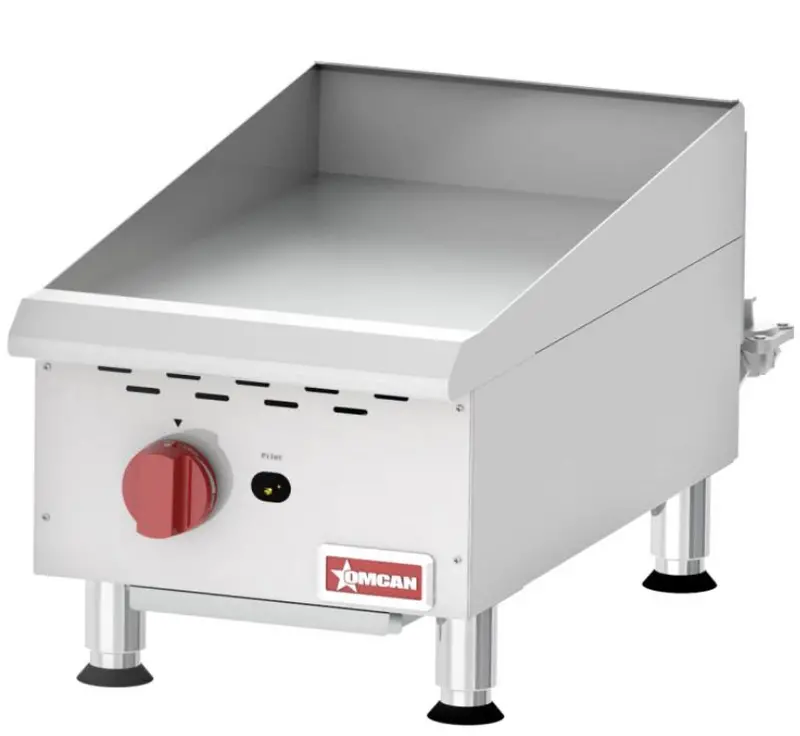 Omcan Stainless Steel Countertop Gas Griddle – Single Burner, Manual Control, Refurbished For01826 1