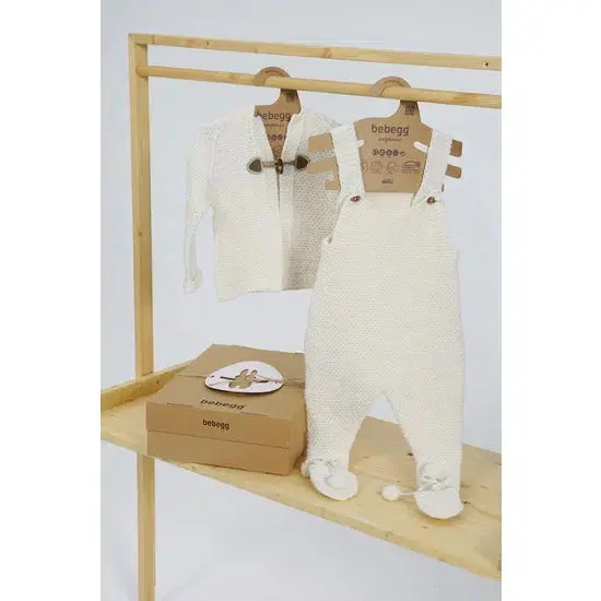 Organic Cotton Baby Overall & Hooded Cardigan Combo 1