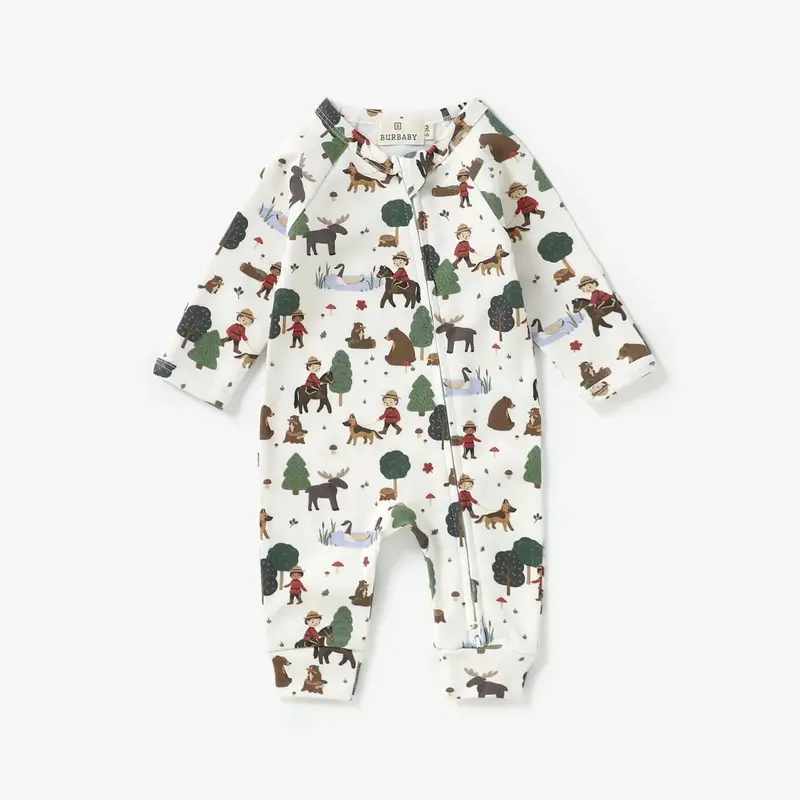 Organic Cotton Long-Sleeve 2-Way Zip Romper – Mountie Trail Collection 1