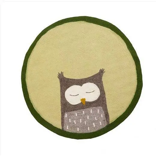Owly Lemon Grass Wool Felt Area Rug 1