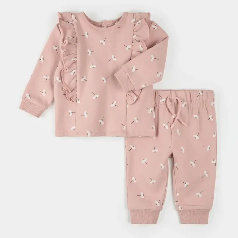 Pale Pink Daisy-Print Matching Set 1