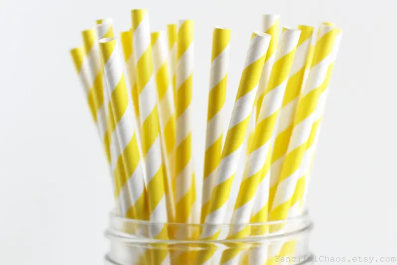 Partypartners Eco-Friendly Yellow Paper Straws 1