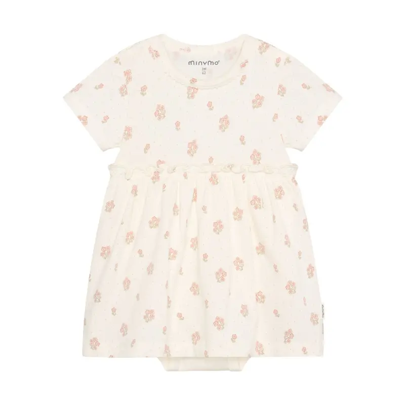 Peach & Floral Organic Cotton Body Dress For Babies 1