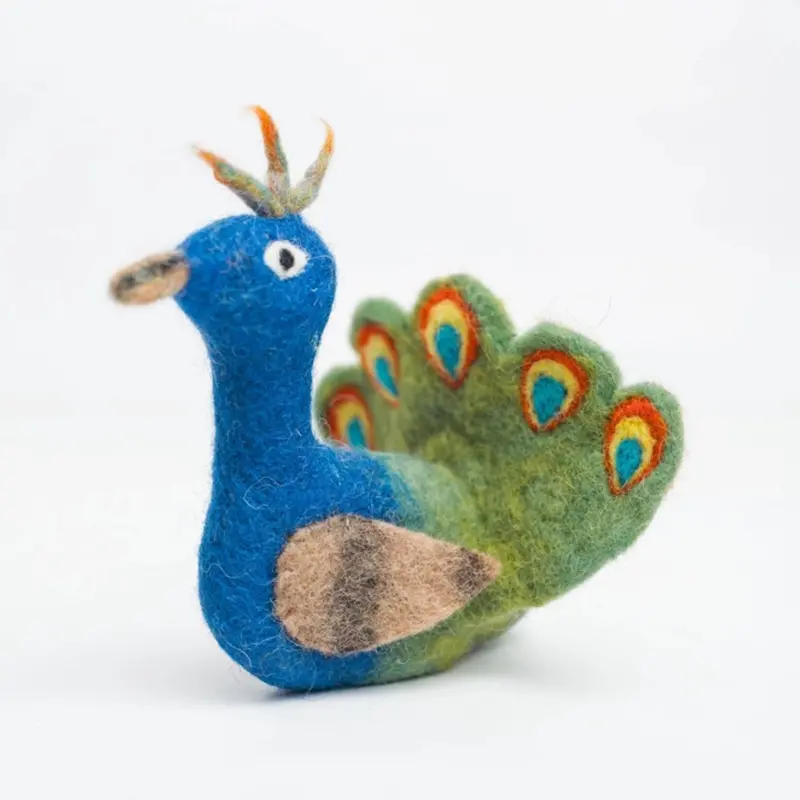 Peacock Felt Finger Puppet – Vibrant Sensory Toy 1