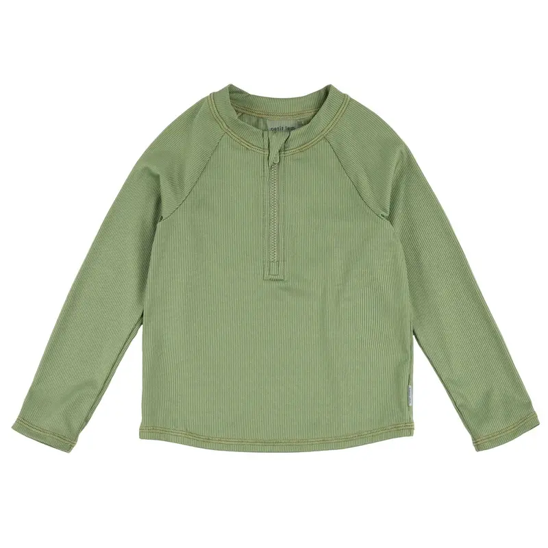 Pear-Colored Ribbed Long-Sleeve Rashguard 1