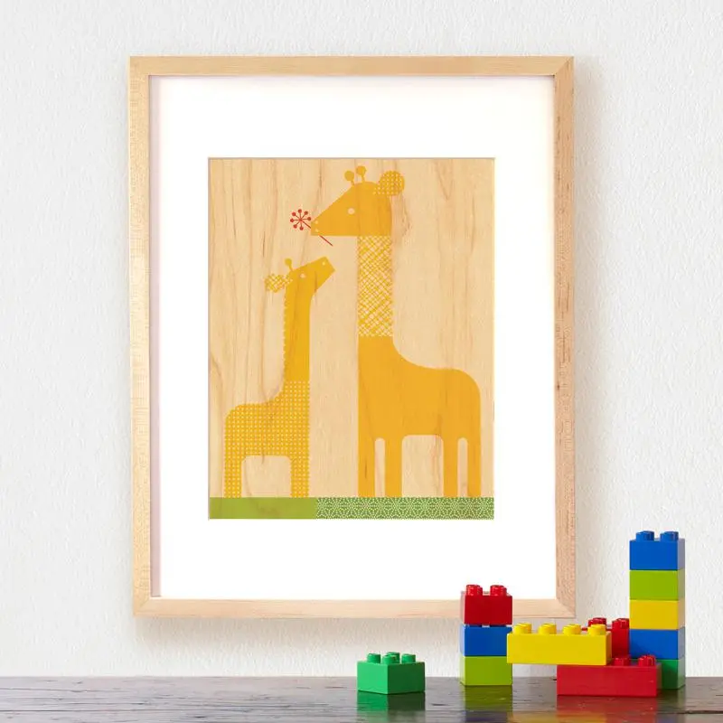 Petit Collage Giraffe Art Print On Wooden Plaque 1