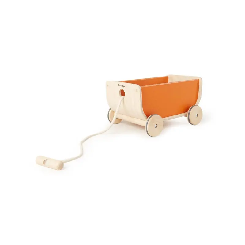 Plantoys Orange Pull-Along Wagon For Toddlers 1