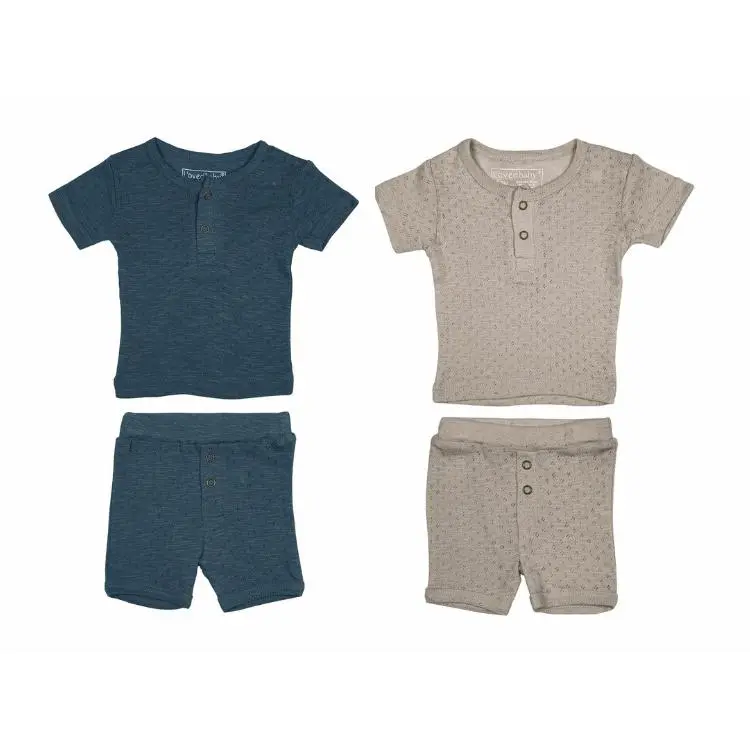 Pointelle Henley Top And Shorts Matching Set 1