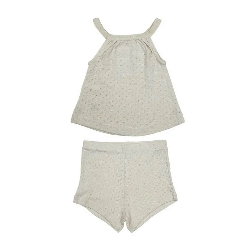Pointelle Tank Top And Tap Short Two-Piece Outfit 1