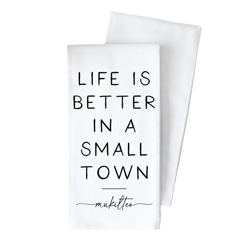 Porter Lane Home 'Life Is Better In A Small Town' Linen Tea Towel 1