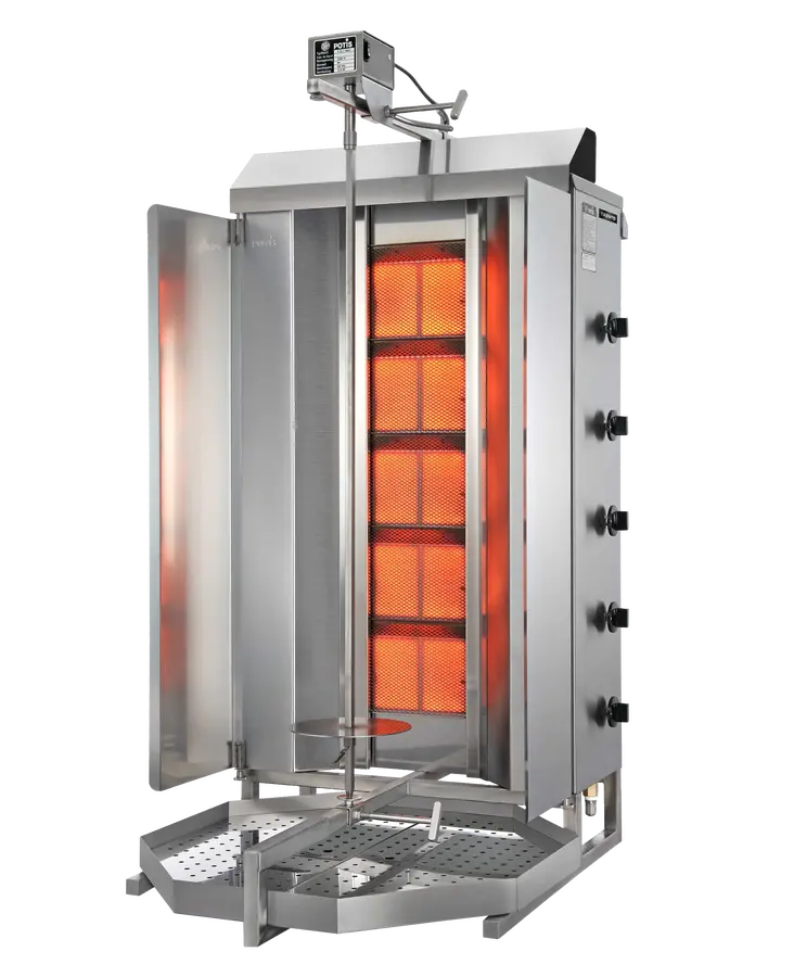 Potis Mu Gd5 Vertical Shawarma Broiler – 5-Burner, 120 Kg Capacity, 47,500 Btu 1