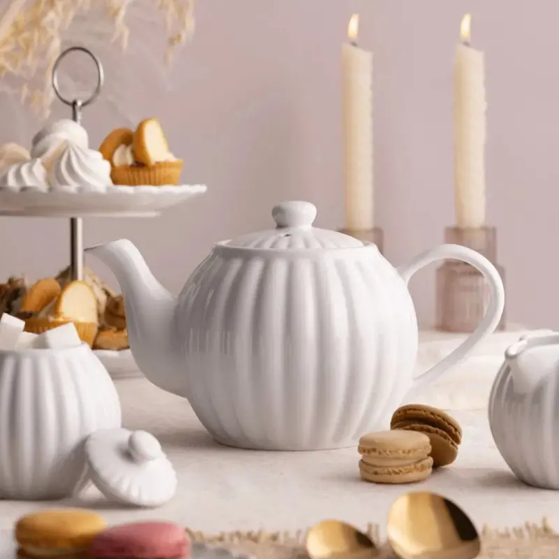 Price & Kensington Luxe Glossy 6-Cup White Ceramic Teapot 1