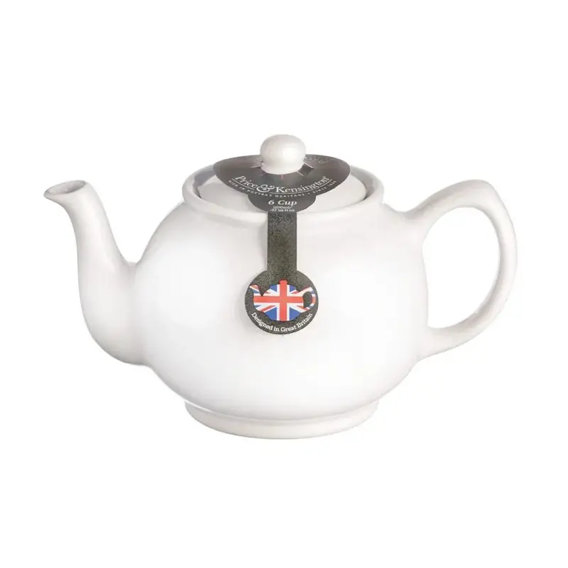 Price & Kensington Sleek 6-Cup White Ceramic Teapot With Curved Spout 1