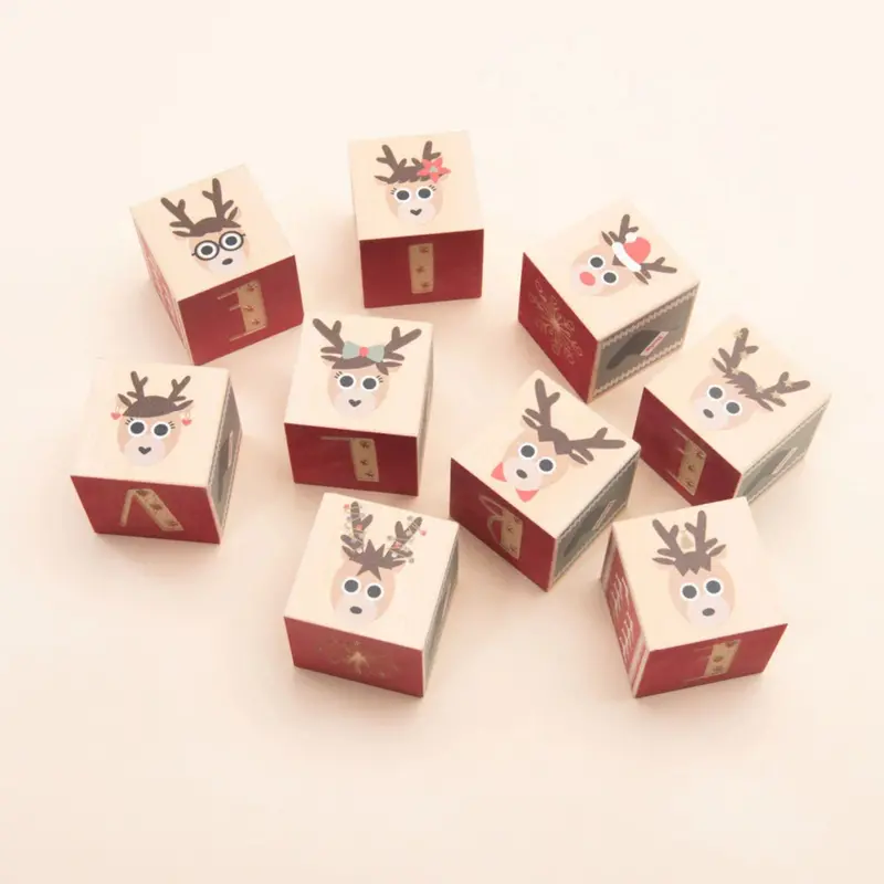Reindeer-Themed Wooden Building Blocks – Stackable Holiday Toy 1