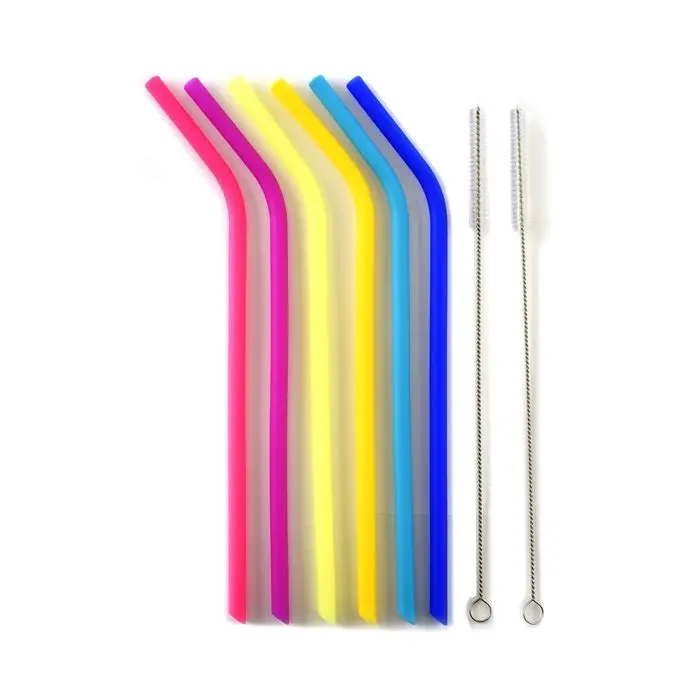 Reusable Silicone Drinking Straws (6-Pack) With 2 Cleaners – Norpro Eco Set 1