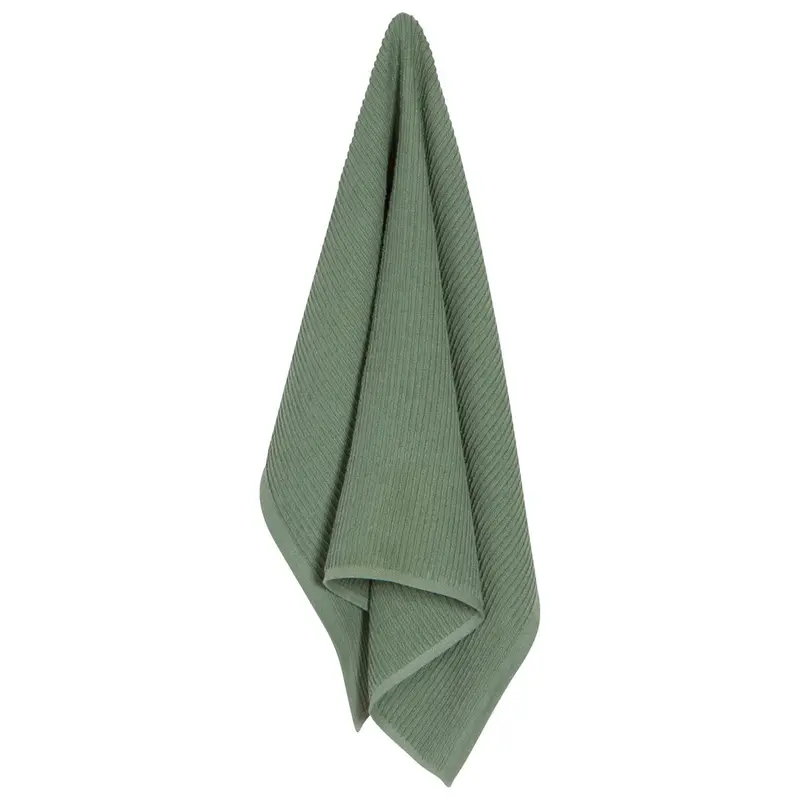 Ripple-Textured Elm Green Dishtowel – Now Designs Linen Towel 1