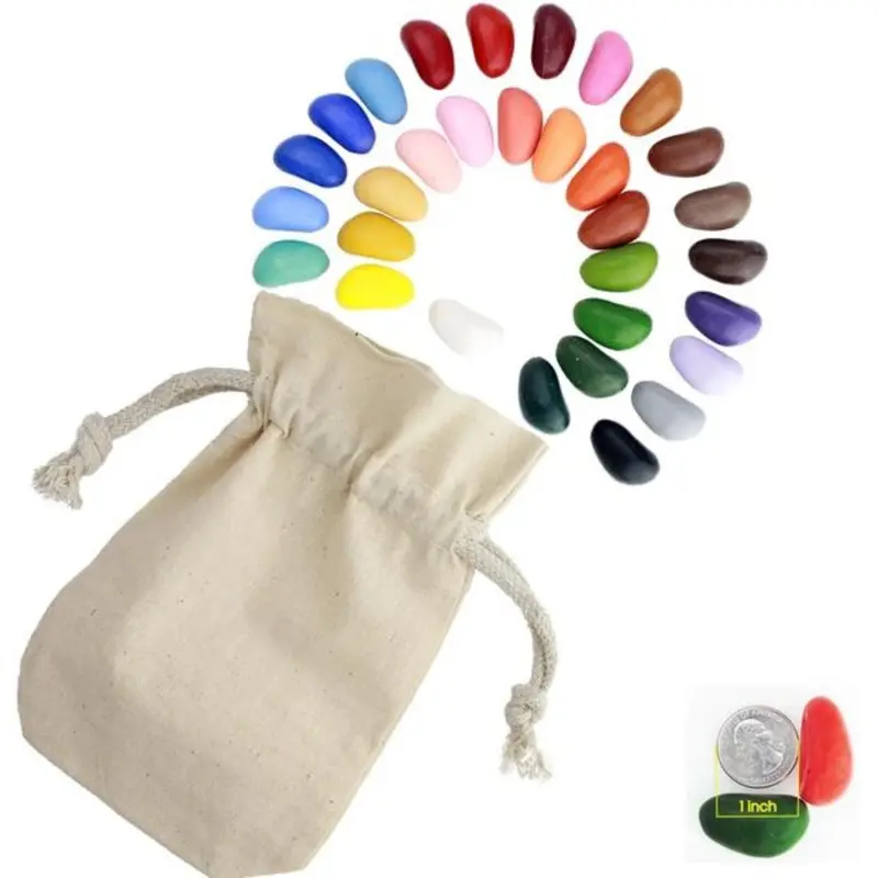 Rock Crayon Set – 32 Natural Colors In Reusable Muslin Pouch 1