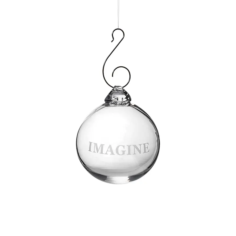 Round Engraved "Imagine" Ornament – Elegant Gift Packaging 1
