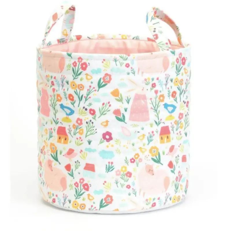 Round Fabric Toy Storage Bin – Soft & Foldable 1