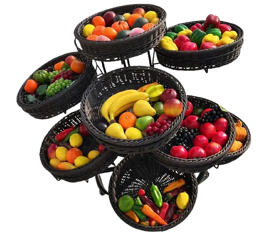 Round Rattan-Style Plastic Basket With Built-In Display Shelf – Hbr-3057 1