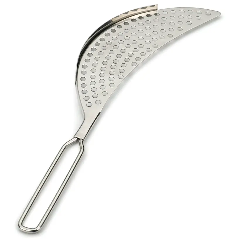 Rsvp Crescent-Shaped Pot Strainer – Ergonomic Drainage Tool For Saucepans 1