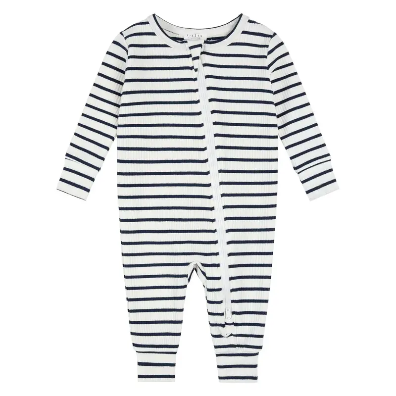 Sailboat Stripe Modal Rib Sleeper – Breathable Baby Sleepwear 1