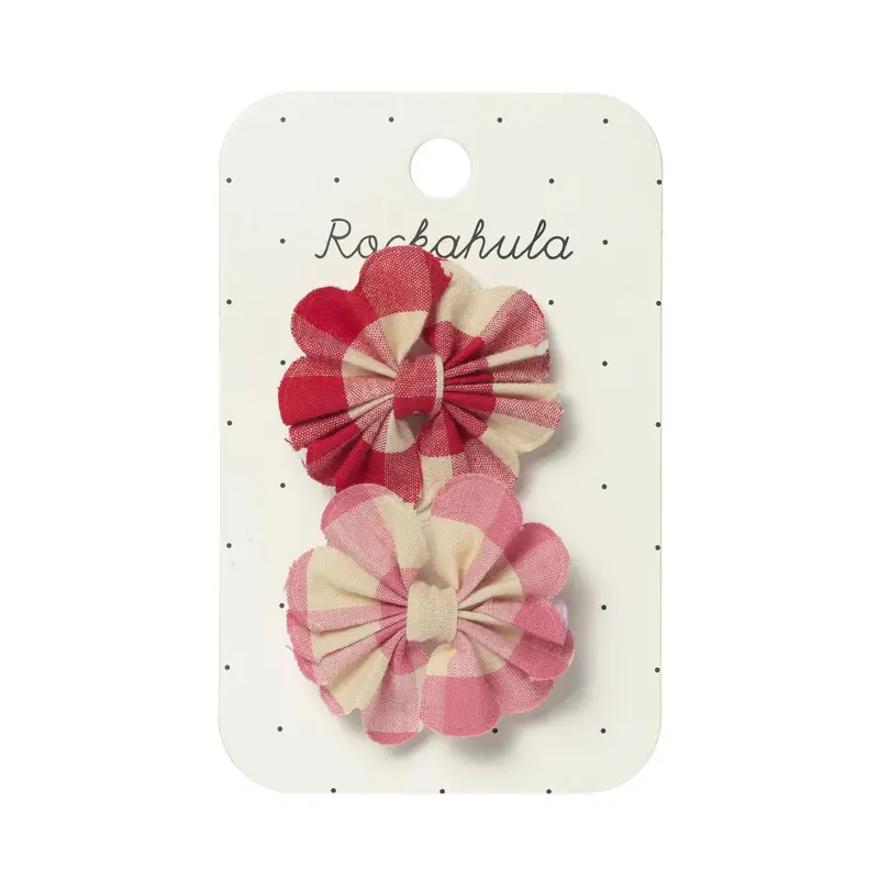 Scalloped Gingham Bow Hair Clips 1