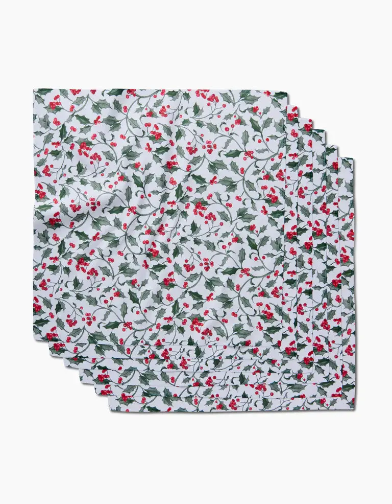 Set Of 6 Geometric Holly Dinner Napkins 1