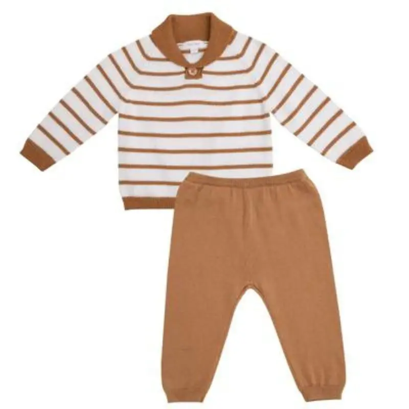Shawl Collar Sweater Set – Classic French Stripe Design 1