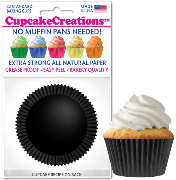 Siege Black Cupcake Liners – Standard Size Baking Cups 1