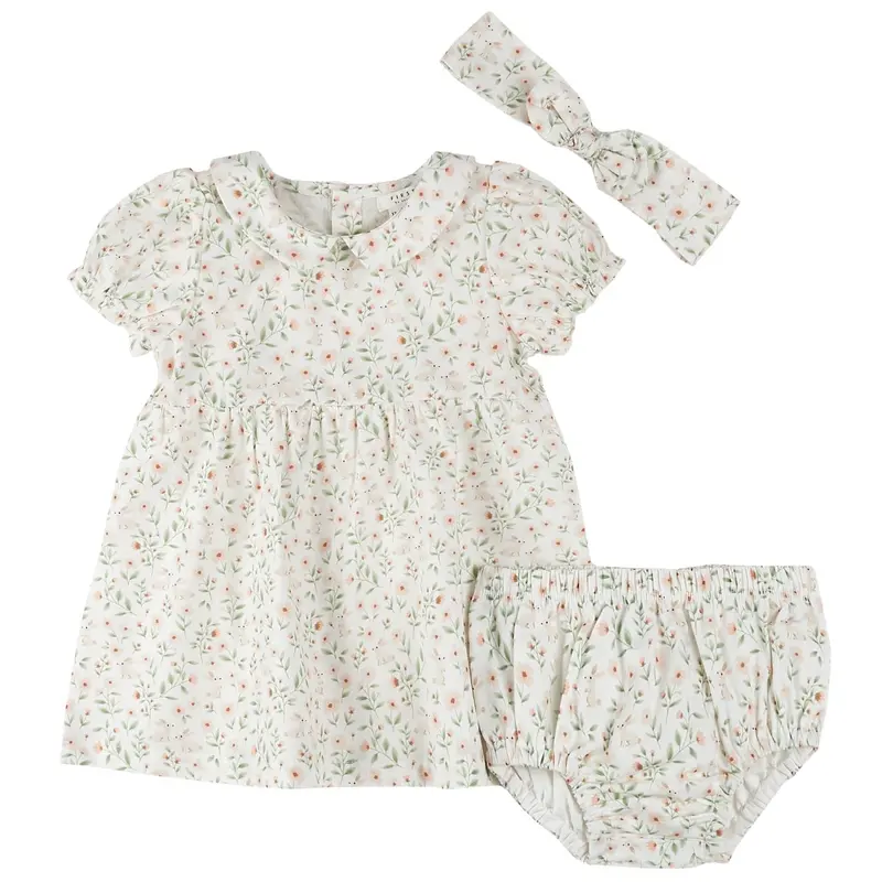 Spring Bunny-Themed Poplin 3-Piece Dress Ensemble 1