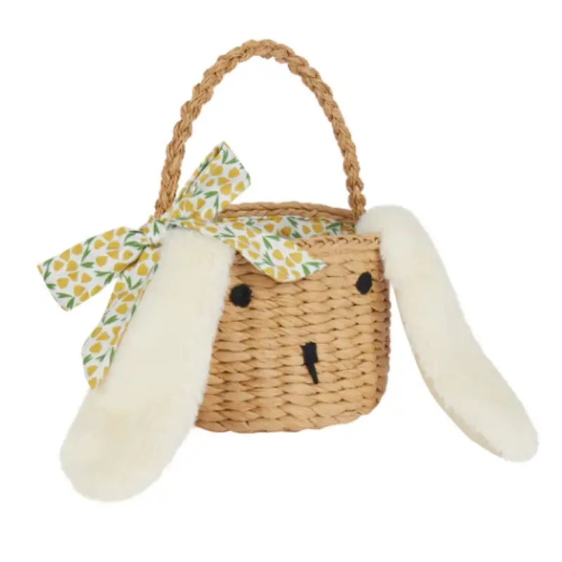 Spring-Themed Easter Bunny Basket – Handcrafted Rattan 1