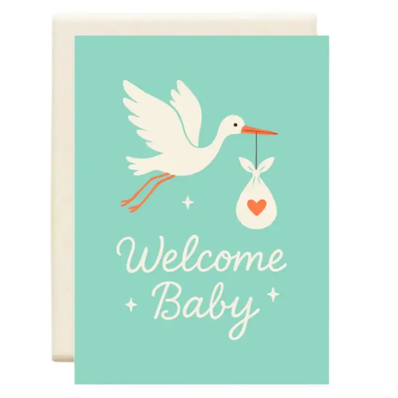 Stork Arrival Baby Announcement Card: 'Welcome Baby' 1