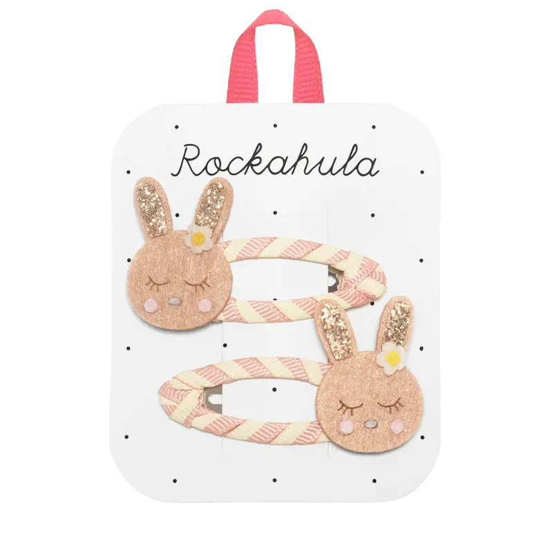 Striped Bunny-Themed Hair Clips 1