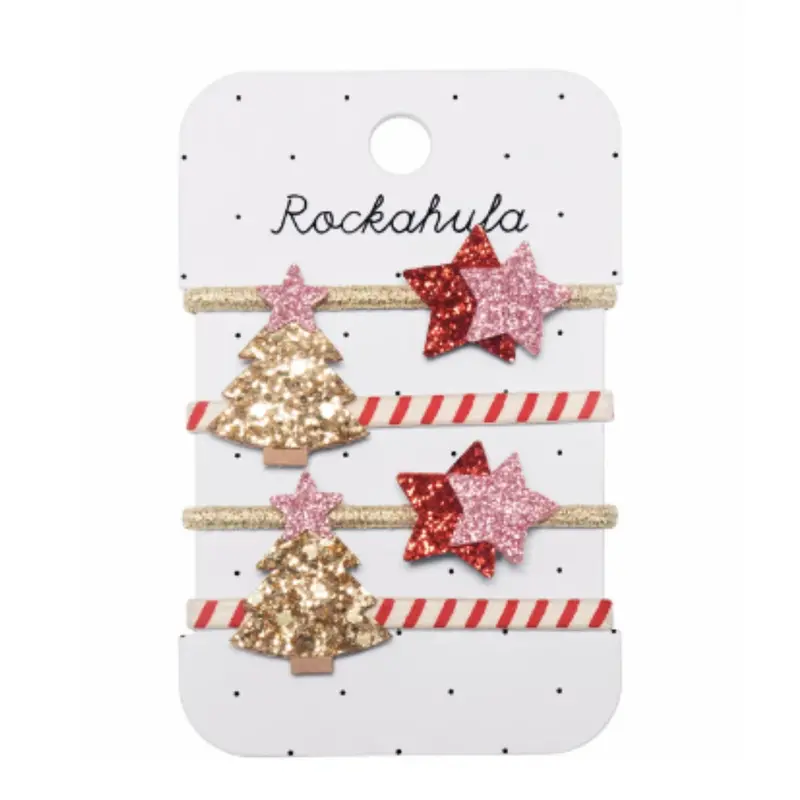 Striped Christmas Tree Pony Tail Holders 1