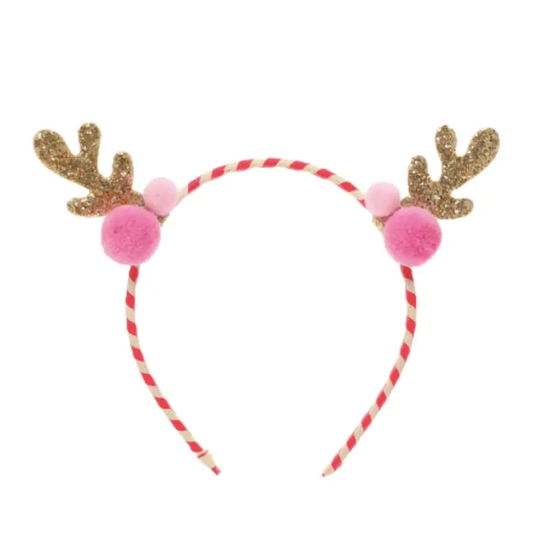 Striped Pom-Pom Reindeer Headband 1