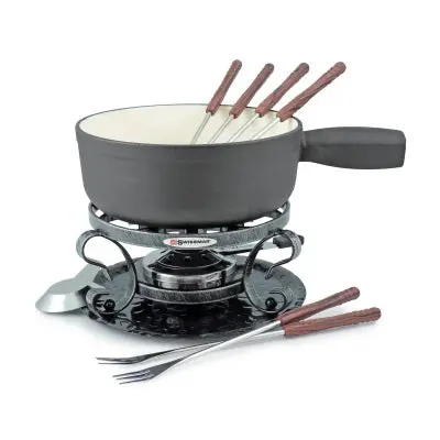 Swissmar 9-Piece Black Fondue Set With Electric Warmer 1