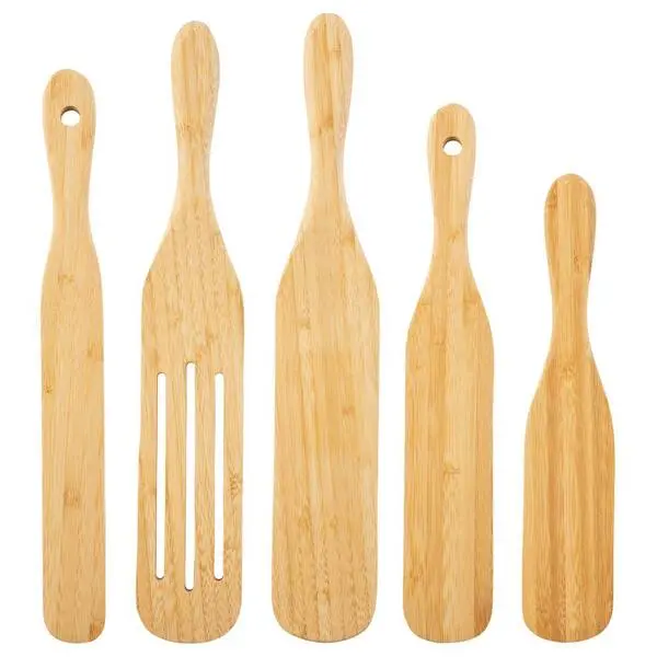 Tablecraft Bamboo Spurtle Set – 5-Piece Traditional Scottish Stirring & Scraping Tools 1