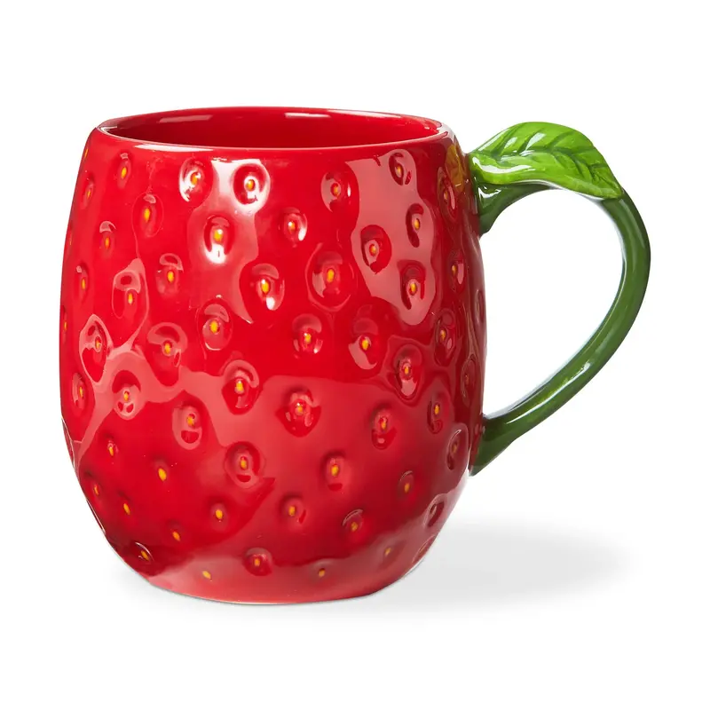 Tag Strawberry Sculpted Ceramic Mug – Whimsical Tea Or Hot Chocolate Vessel 1
