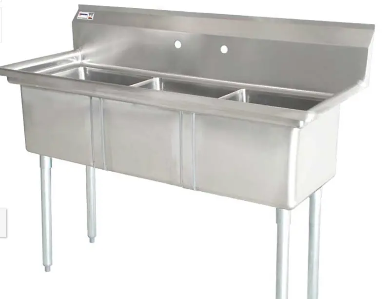 Three-Compartment Stainless Steel Sink – 18" X 18" S-60-3C 1