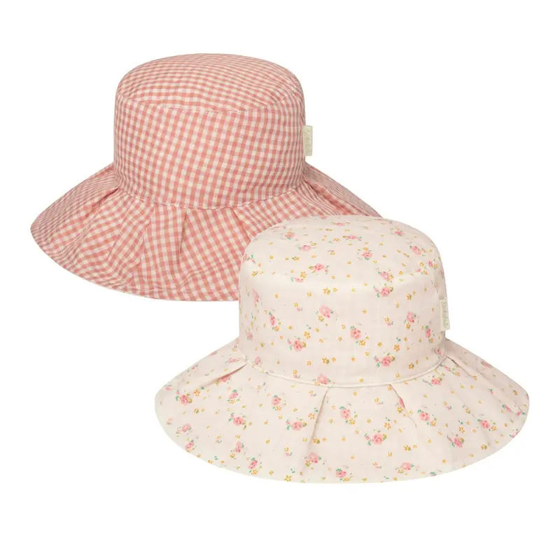 Tine Blossom Pleated Reversible Sun Hat For Children 1