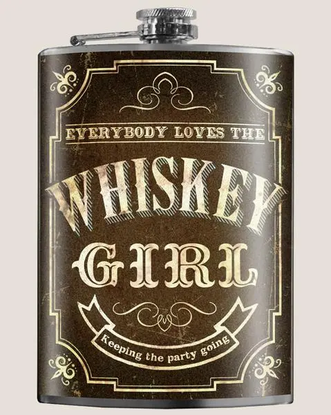 T&M Whiskey-Themed Stainless Steel Flask – 'Whiskey Girl' Edition 1