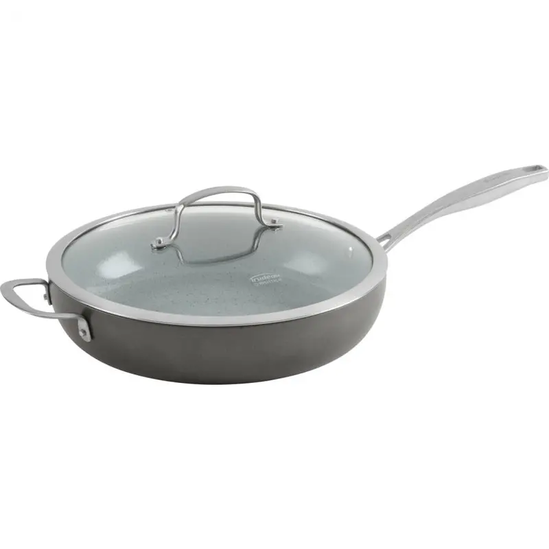 Trudeau 12-Inch Stainless Steel Saute Pan With Tempered Glass Lid 1